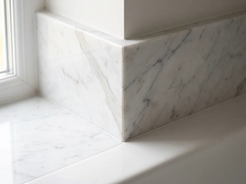 Close-up of a mitred natural stone edge